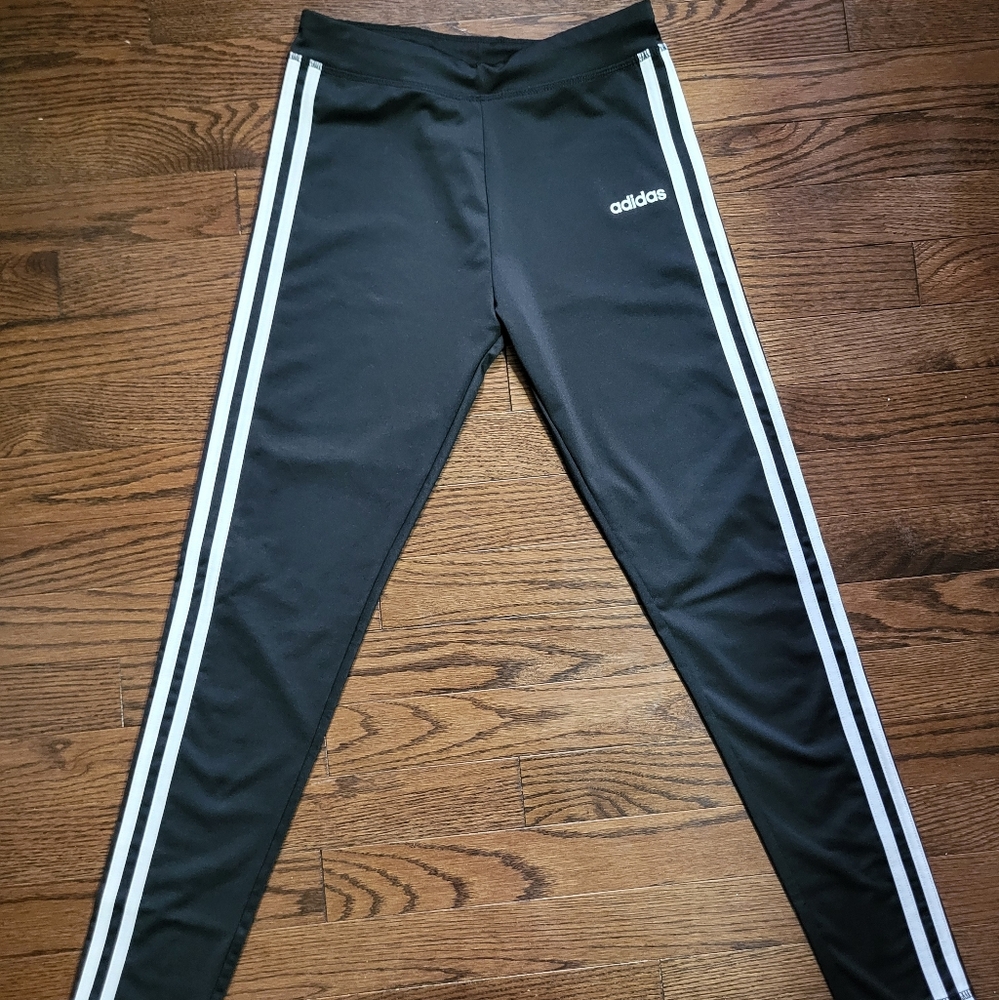Adidas Black Leggings with White Stripes